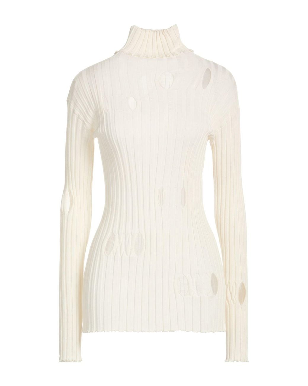 Liviana Conti White Turtleneck Virgin Wool