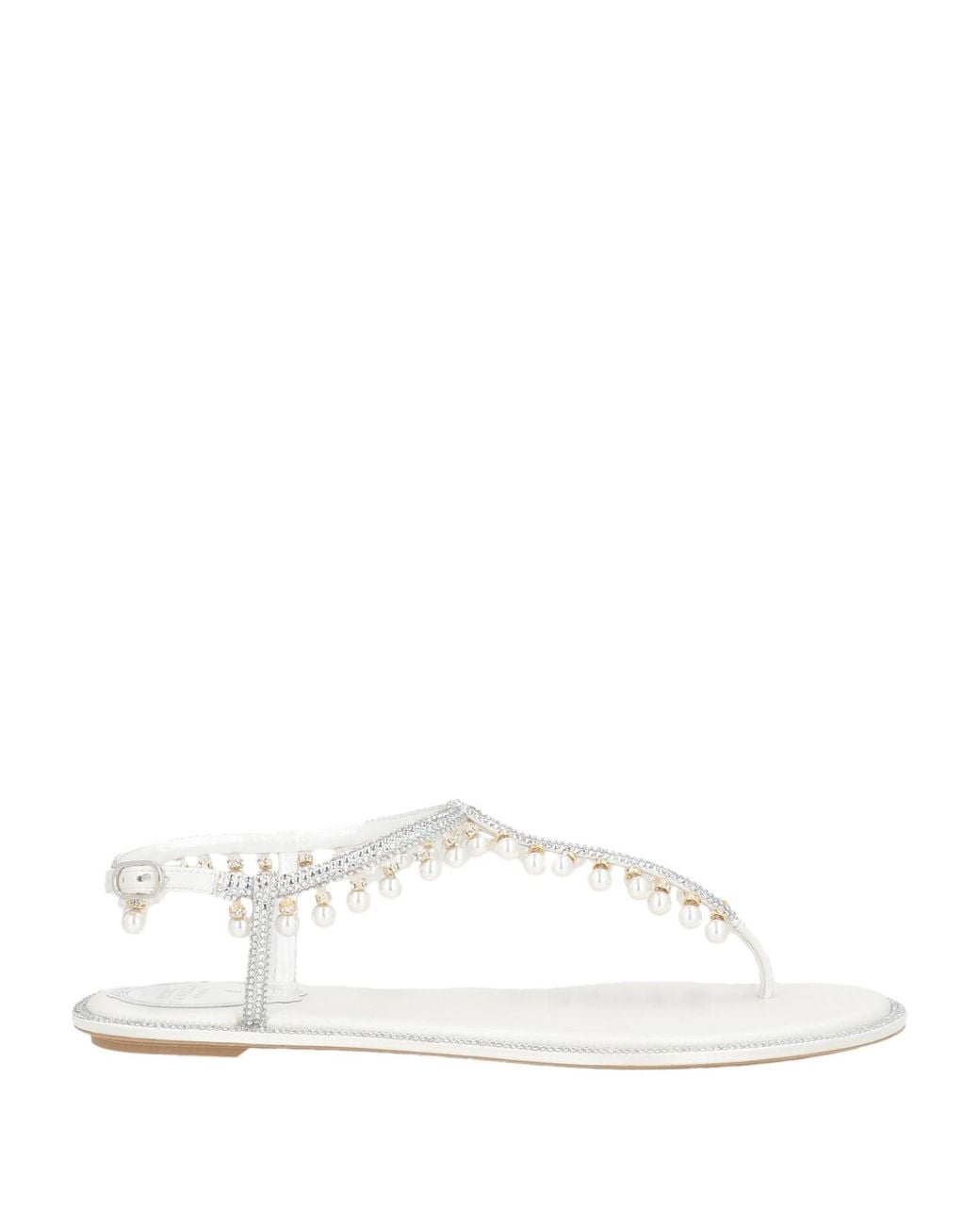 Rene Caovilla White Thong Sandal Textile Fibers