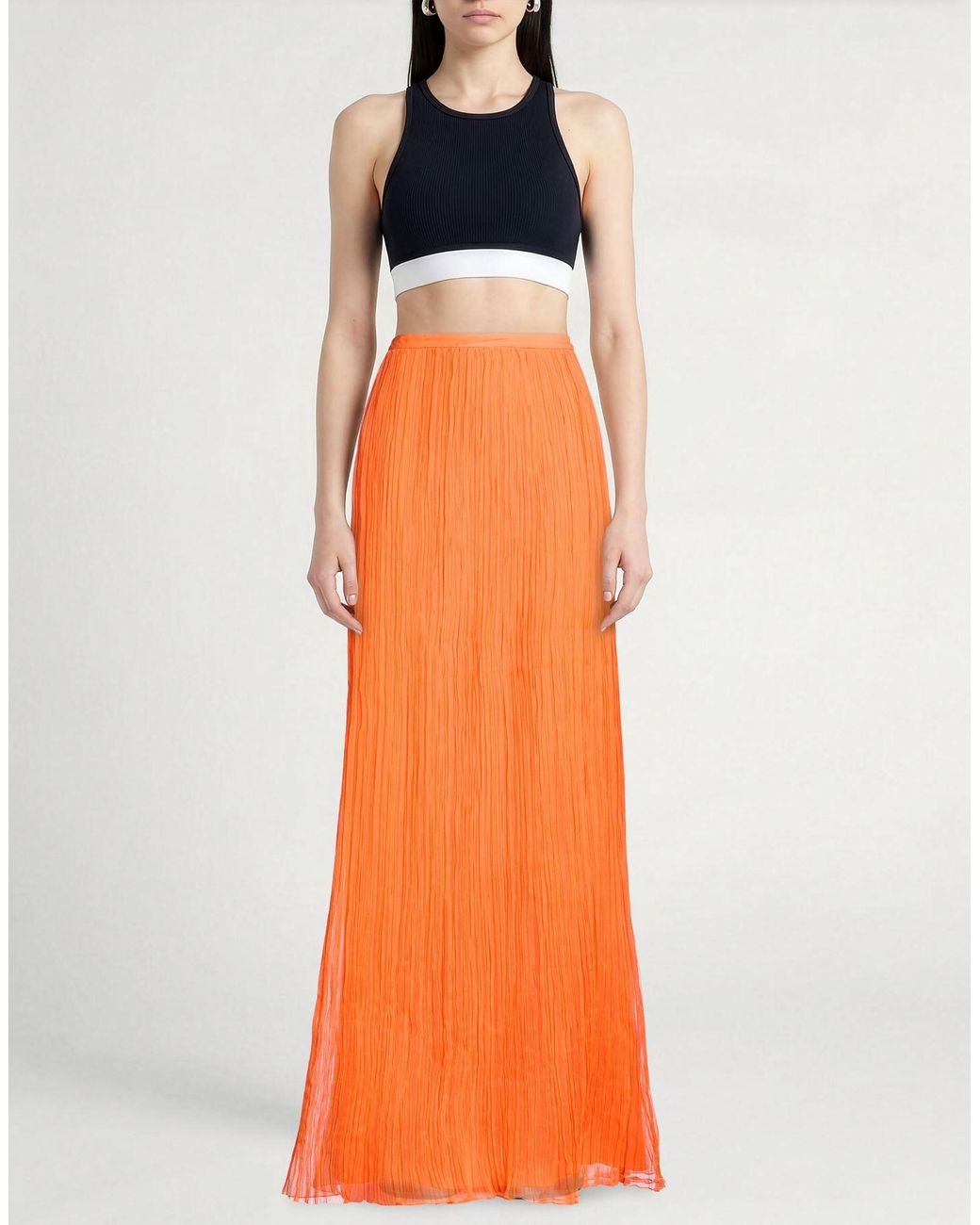 Alberta Ferretti Orange Maxi Skirt Silk