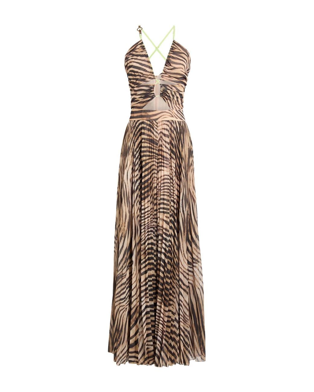 Just Cavalli Natural Camel Maxi Dress Polyester