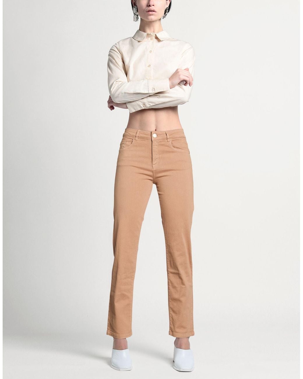 Nenette Natural Camel Jeans Cotton, Organic Cotton, Elastane