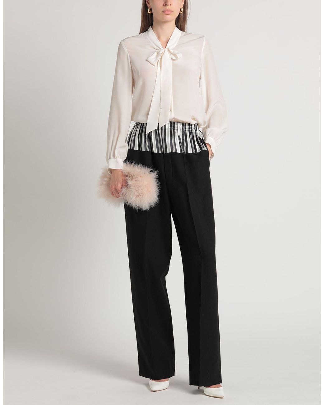 Fendi Black Pants Virgin Wool, Polyamide, Silk