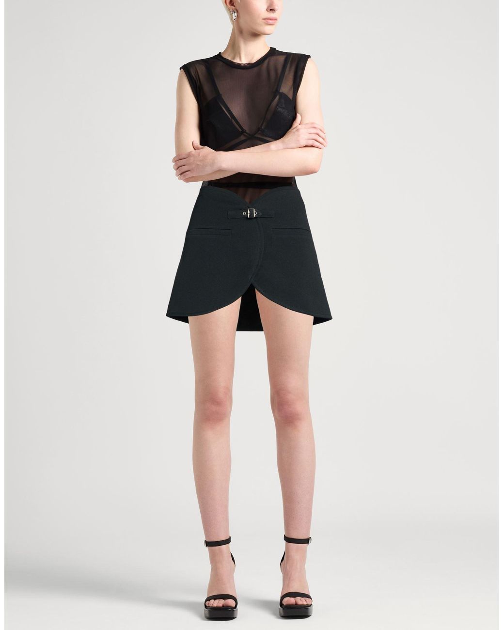 Courreges Black Mini Skirt Polyester, Acetate