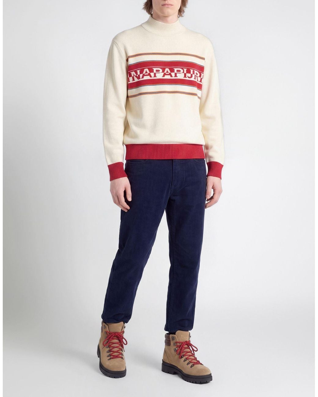 Napapijri Red Turtleneck Cotton, Wool for men