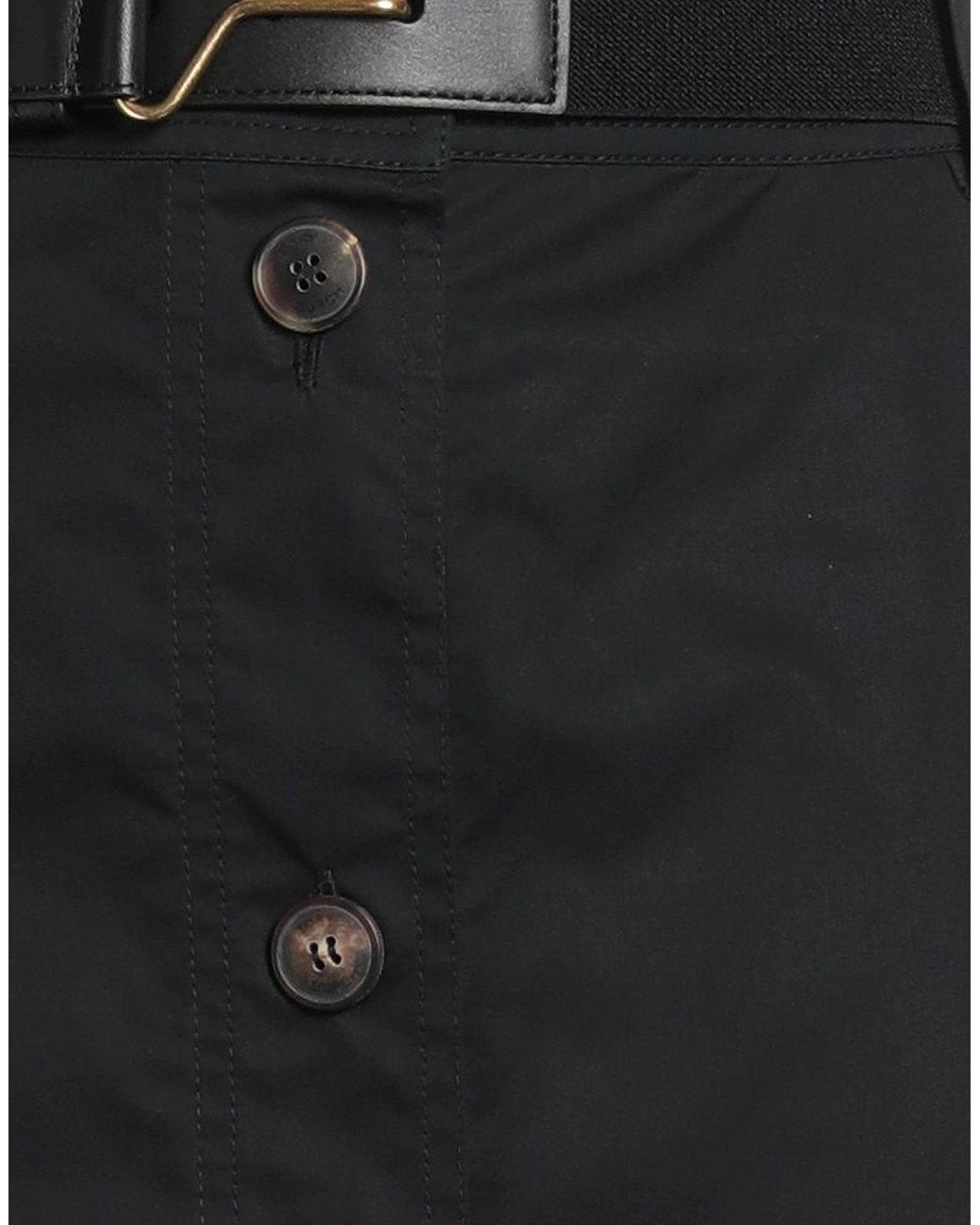 Tory Burch Black Midi Skirt Cotton, Polyester, Elastic Fibres, Cow Leather