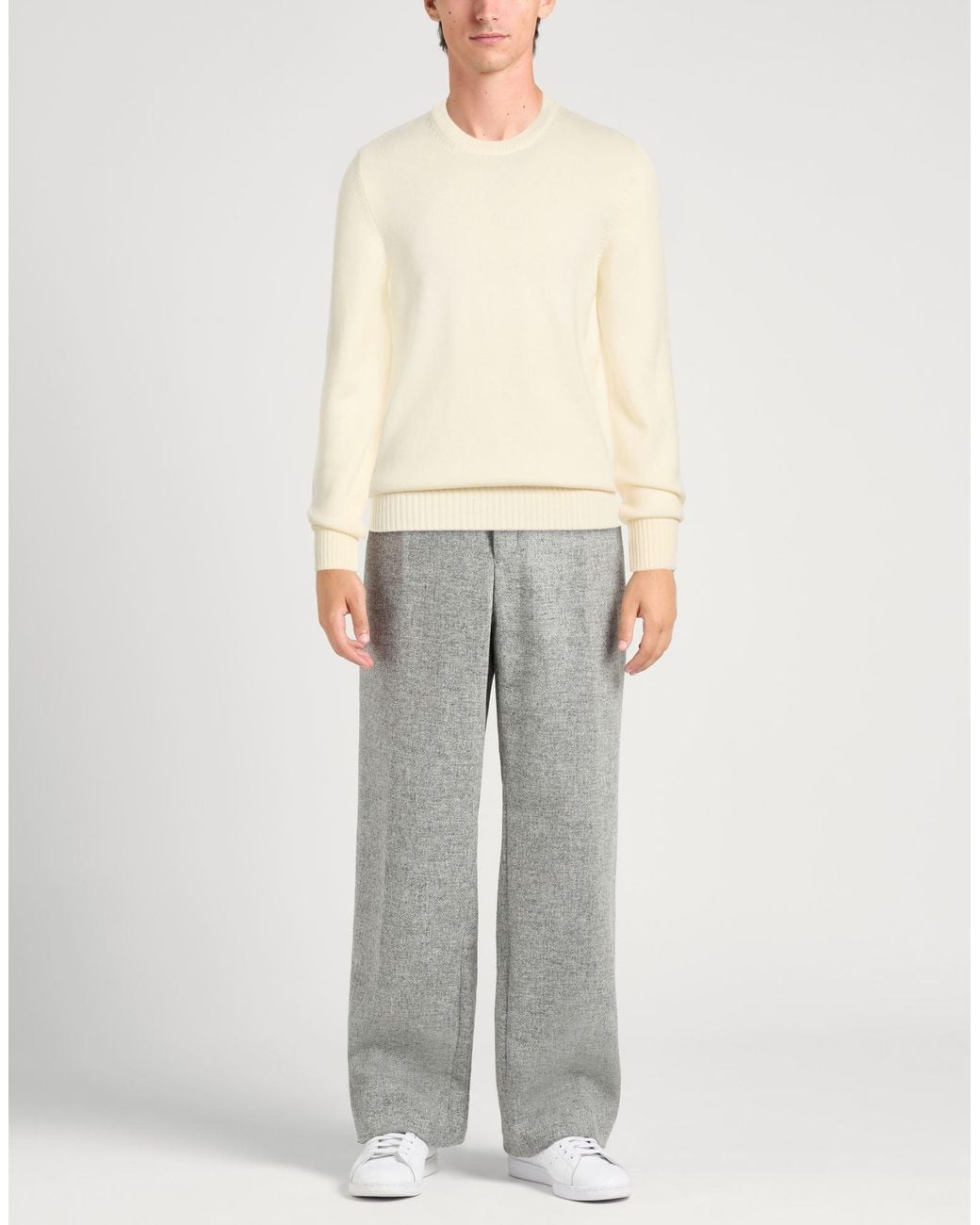 Gran Sasso White Cream Sweater Virgin Wool for men