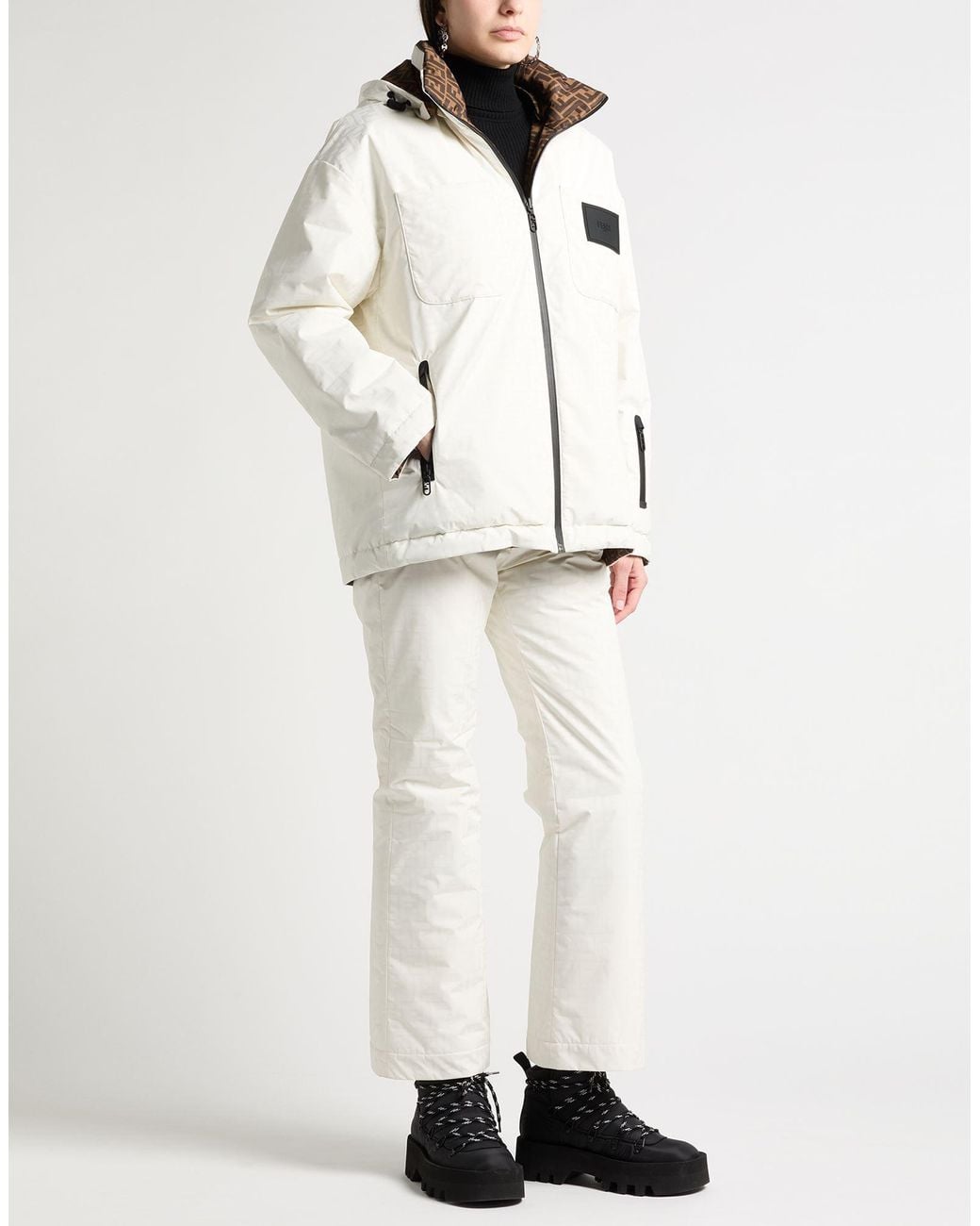 Fendi White Puffer Polyester, Polyurethane Resin