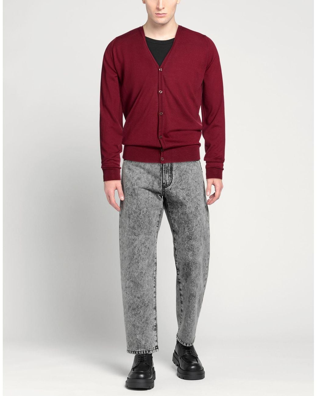 John Smedley Red Burgundy Cardigan Merino Wool for men