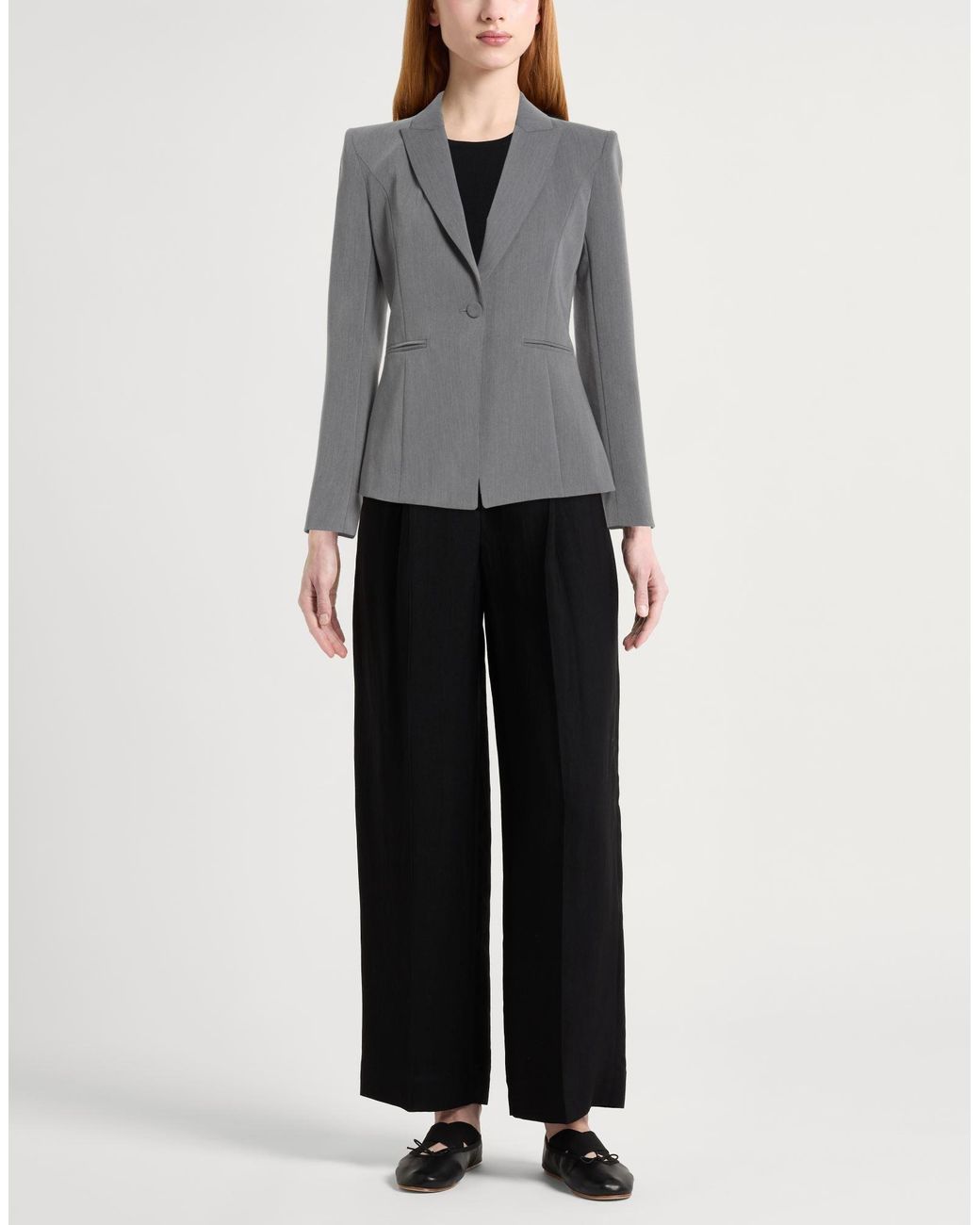 Patrizia Pepe Gray Blazer Polyester, Viscose, Elastane