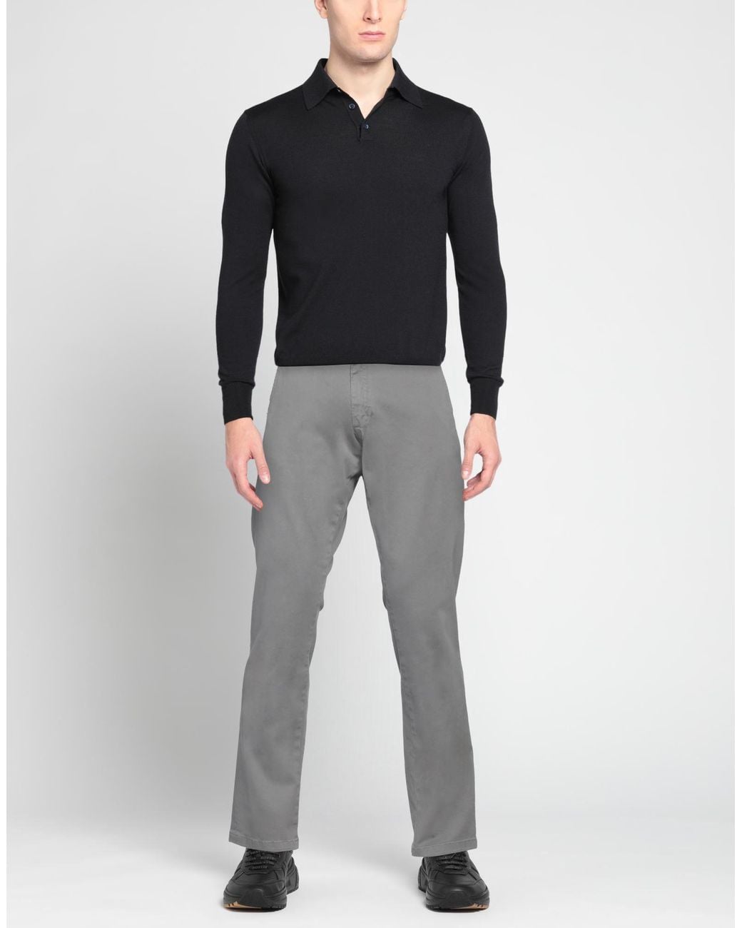 Daniele Alessandrini Gray Pants Cotton, Elastane for men