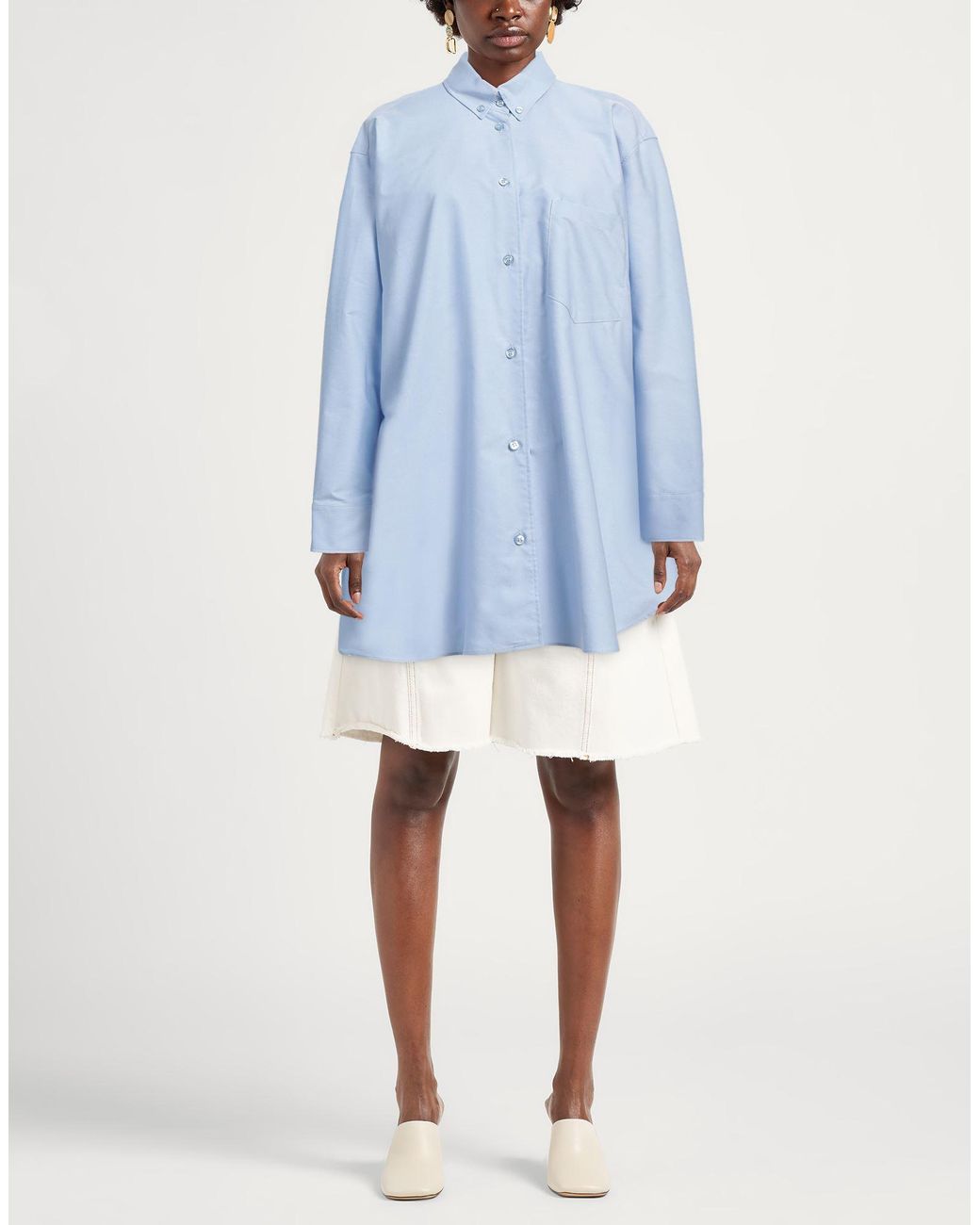 ANDAMANE Blue Shirt Cotton, Polyester