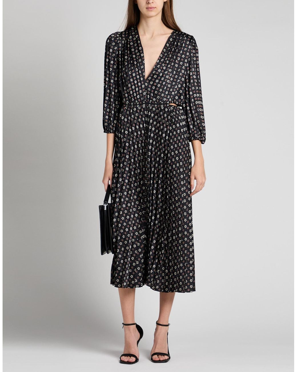 Sandro Black Midi Dress Polyester