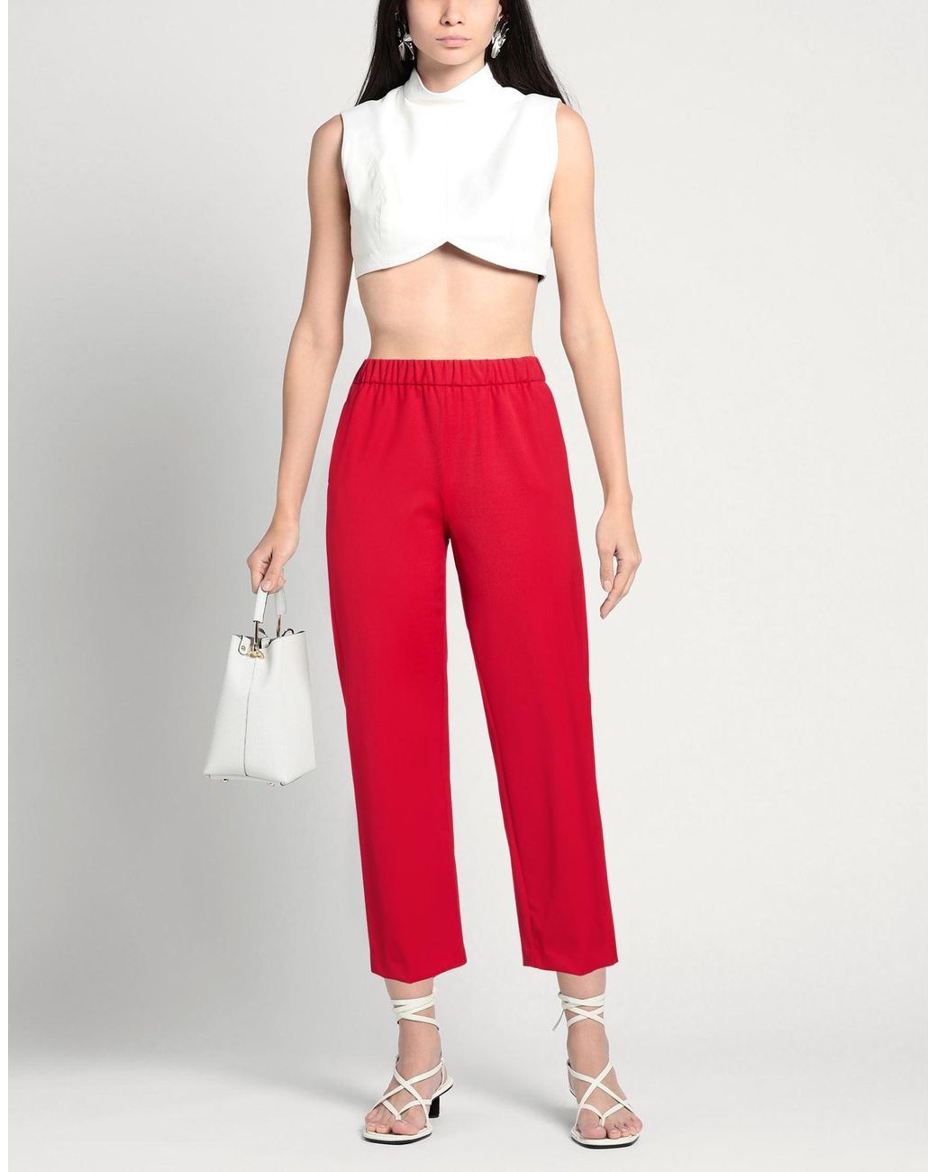 Beatrice B. Red Pants Polyester, Virgin Wool, Elastane