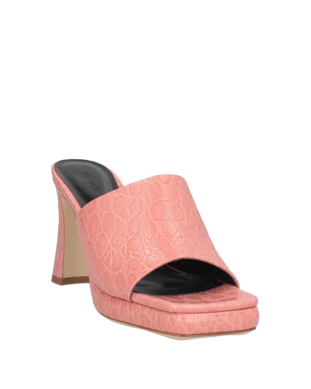 By Far Pink Crocodile-Print Leather Square-Toe Sandals