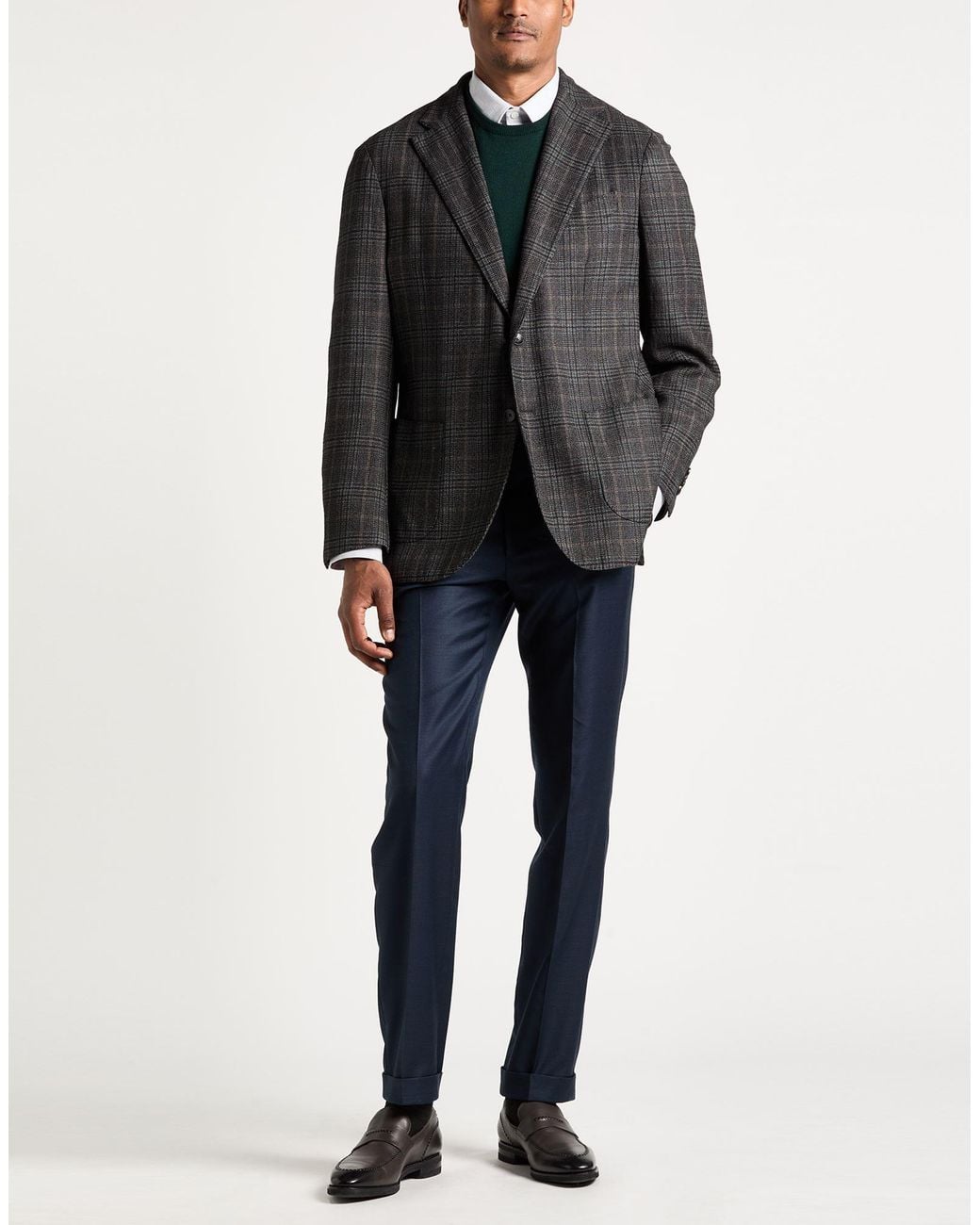 Lardini Black Blazer Wool, Cotton, Linen for men