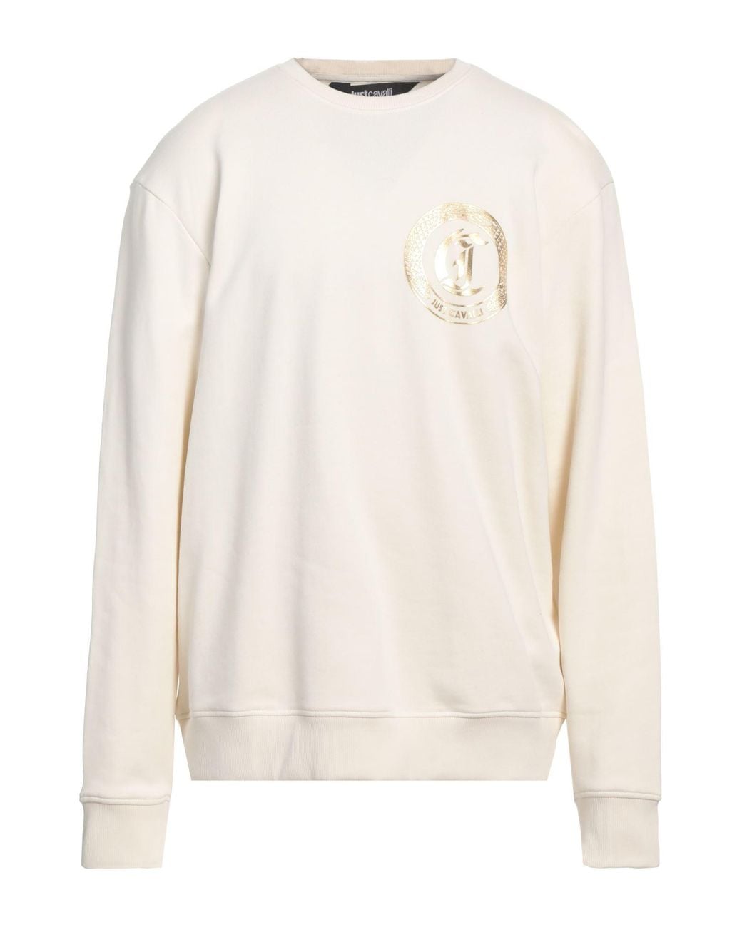 Just Cavalli White Ivory Sweatshirt Cotton, Elastane for men