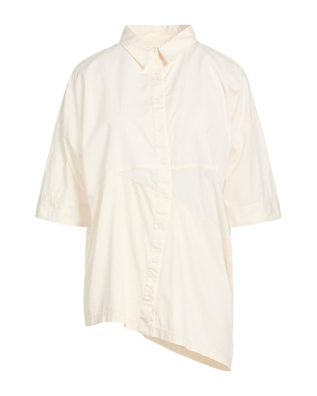 European Culture White Cream Shirt Cotton, Viscose, Elastane