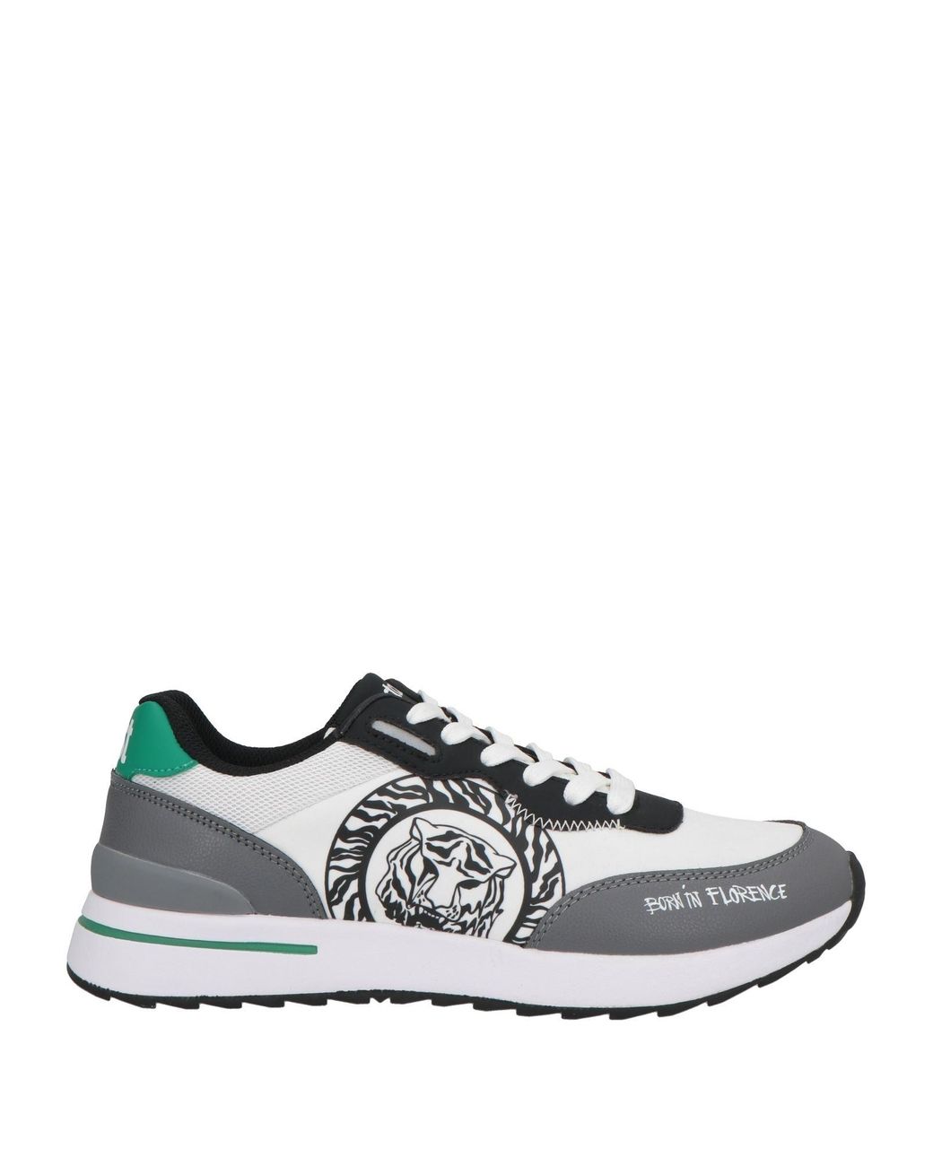 Just Cavalli White Tiger Head-Print Leather Sneakers for men