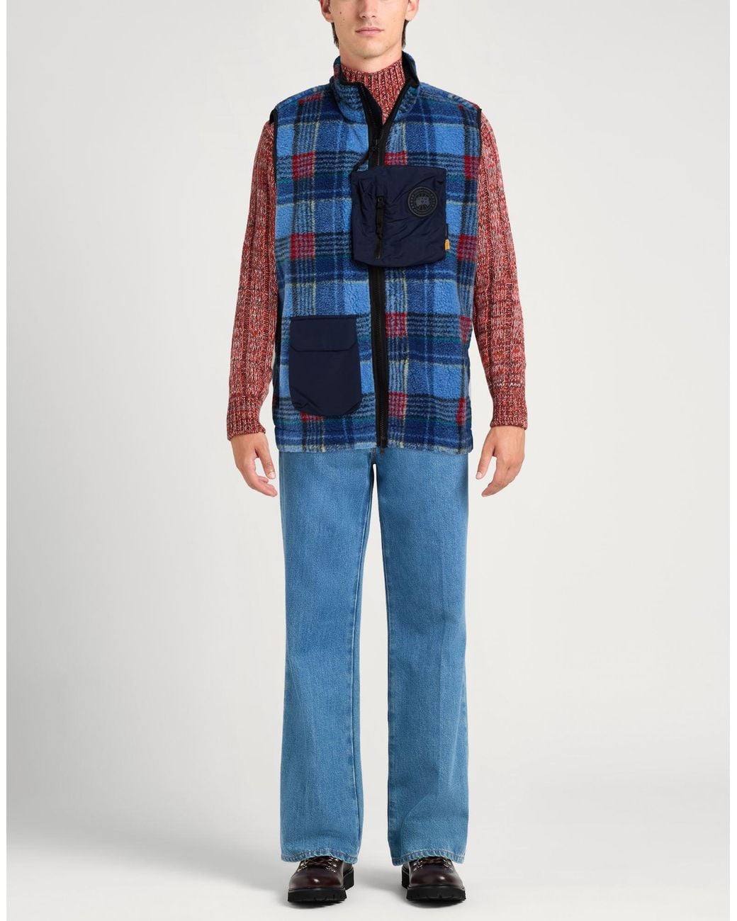 Canada Goose Blue Vest Polyester, Wool for men