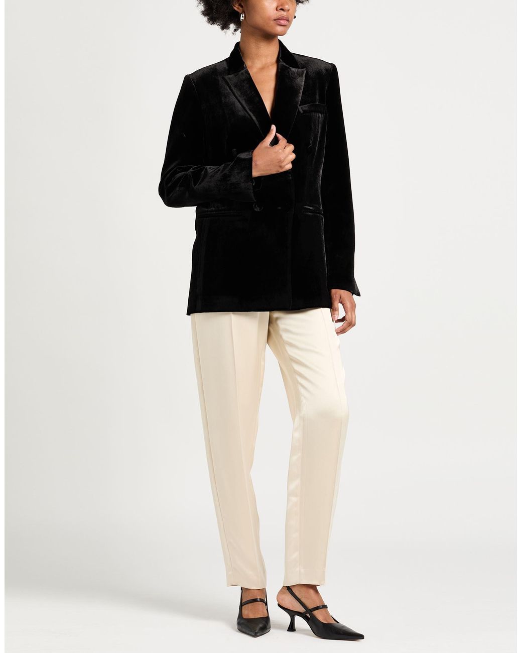Raquel Diniz Black Blazer Rayon, Silk