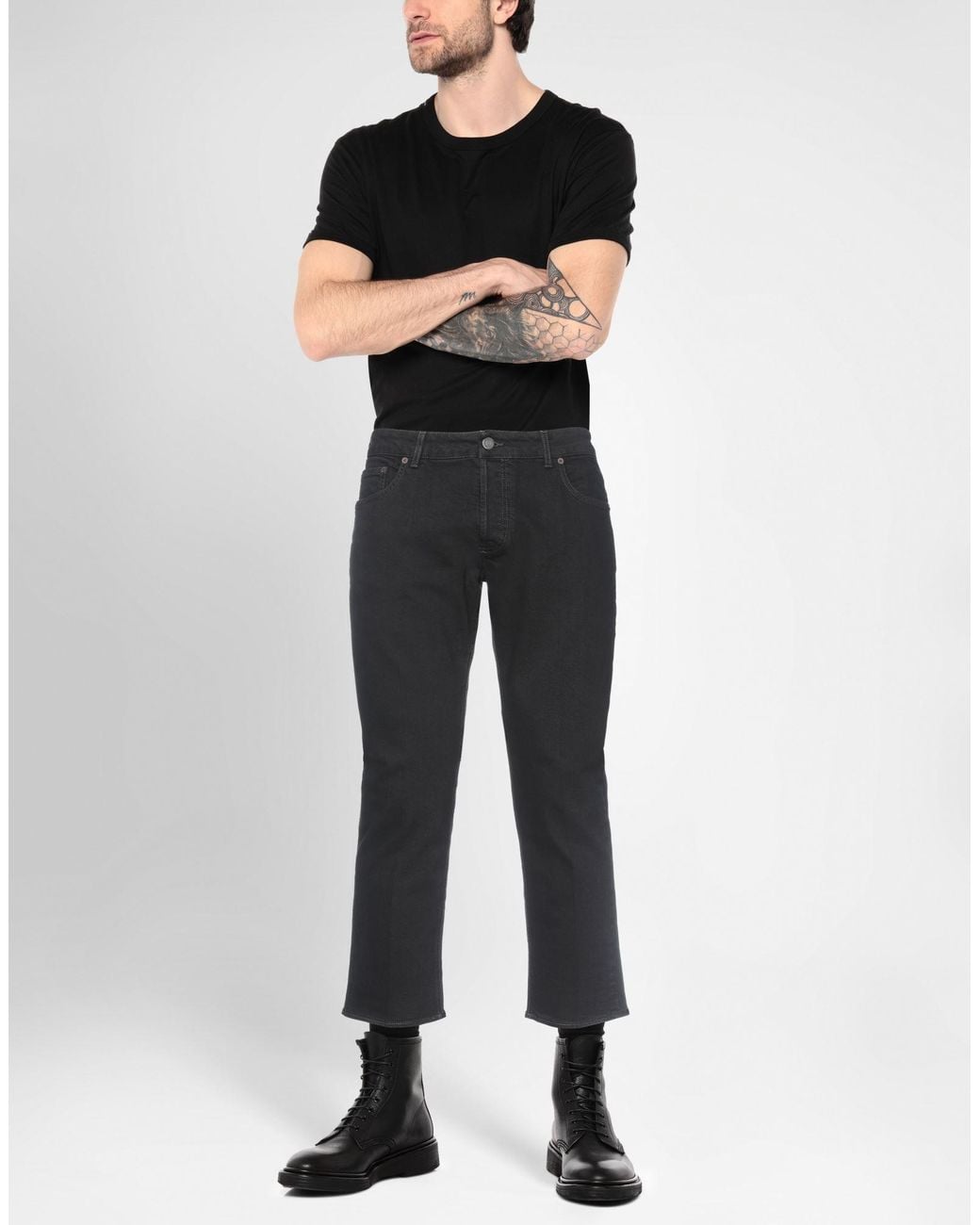 Entre Amis Gray Jeans Cotton, Elastane for men