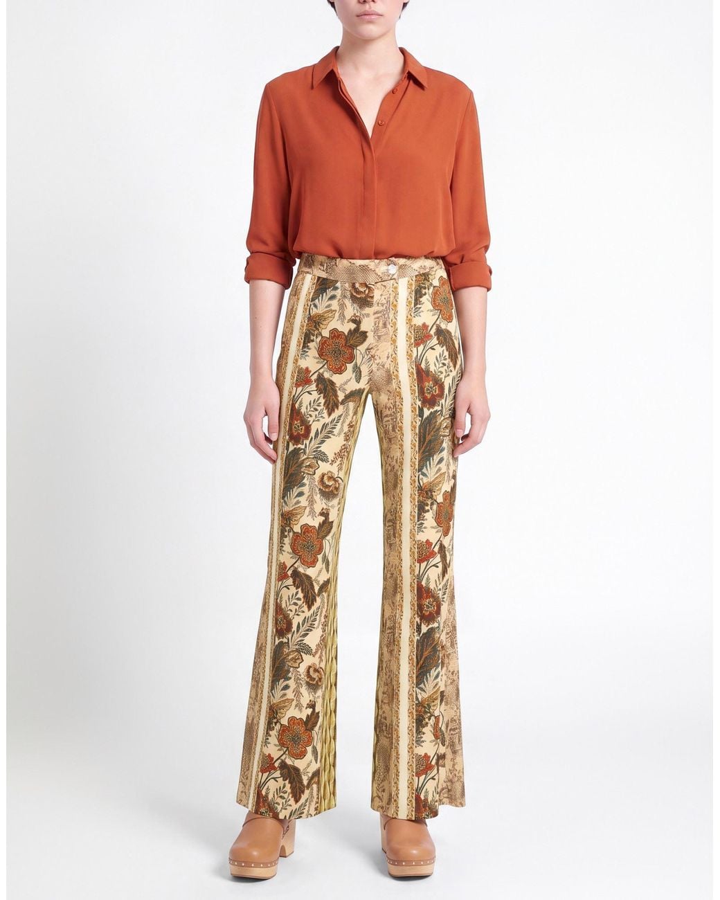 Erika Cavallini Semi Couture Natural Cream Pants Viscose, Elastane