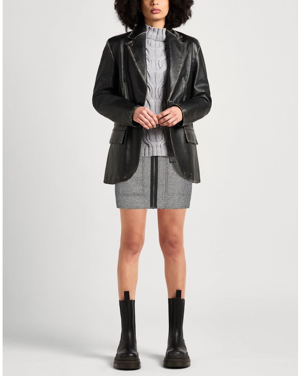 Iceberg Gray Mini Skirt Polyester, Wool, Cotton