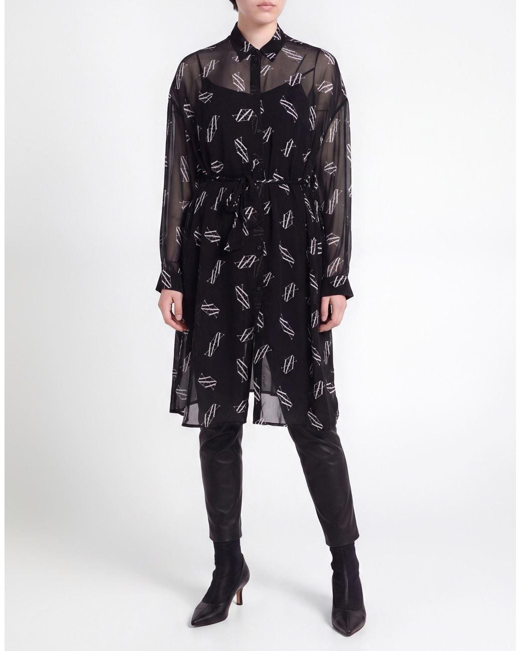 ARMANI EXCHANGE Black Midi Dress Viscose