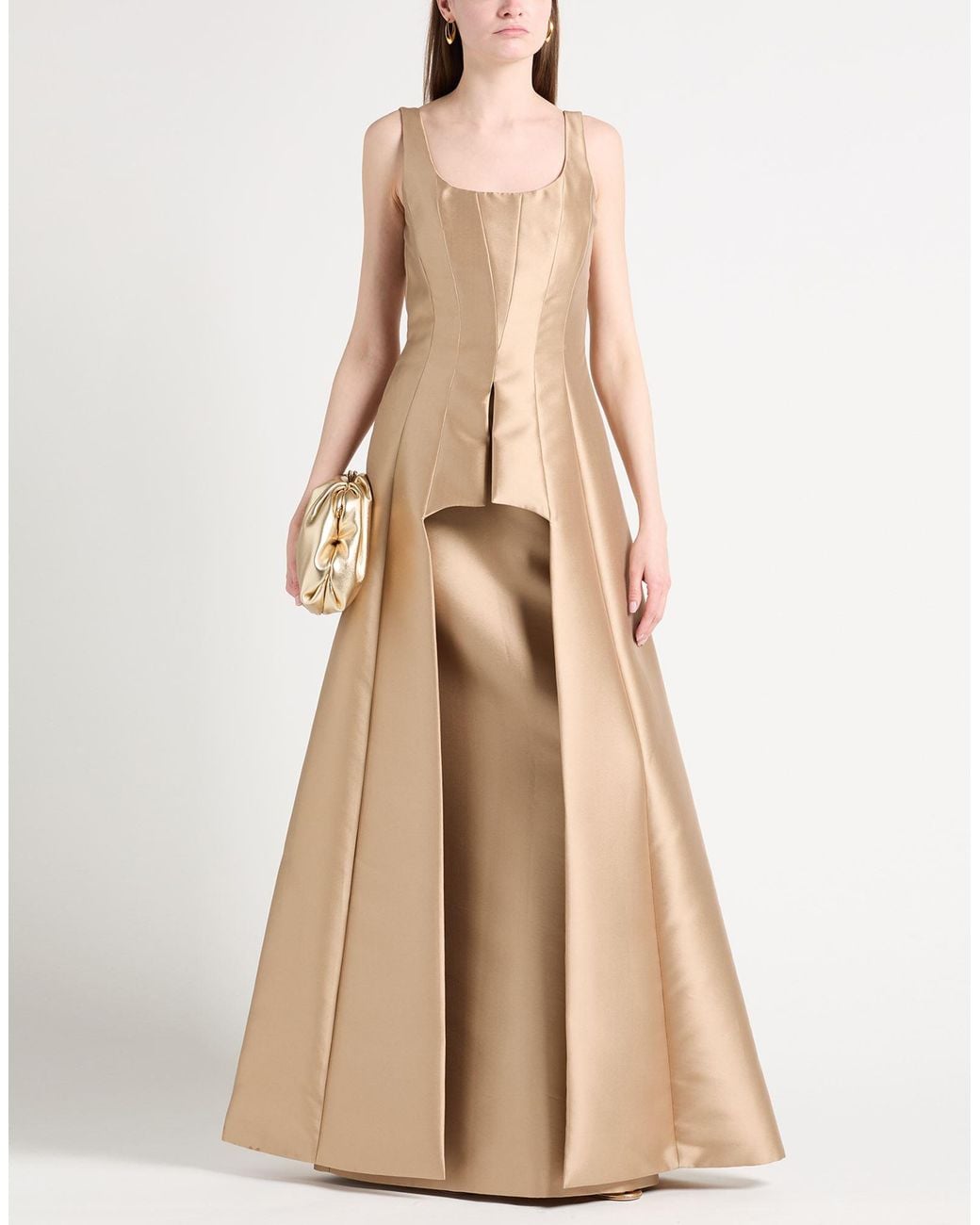 Alberta Ferretti Natural Maxi Dress Polyester, Silk