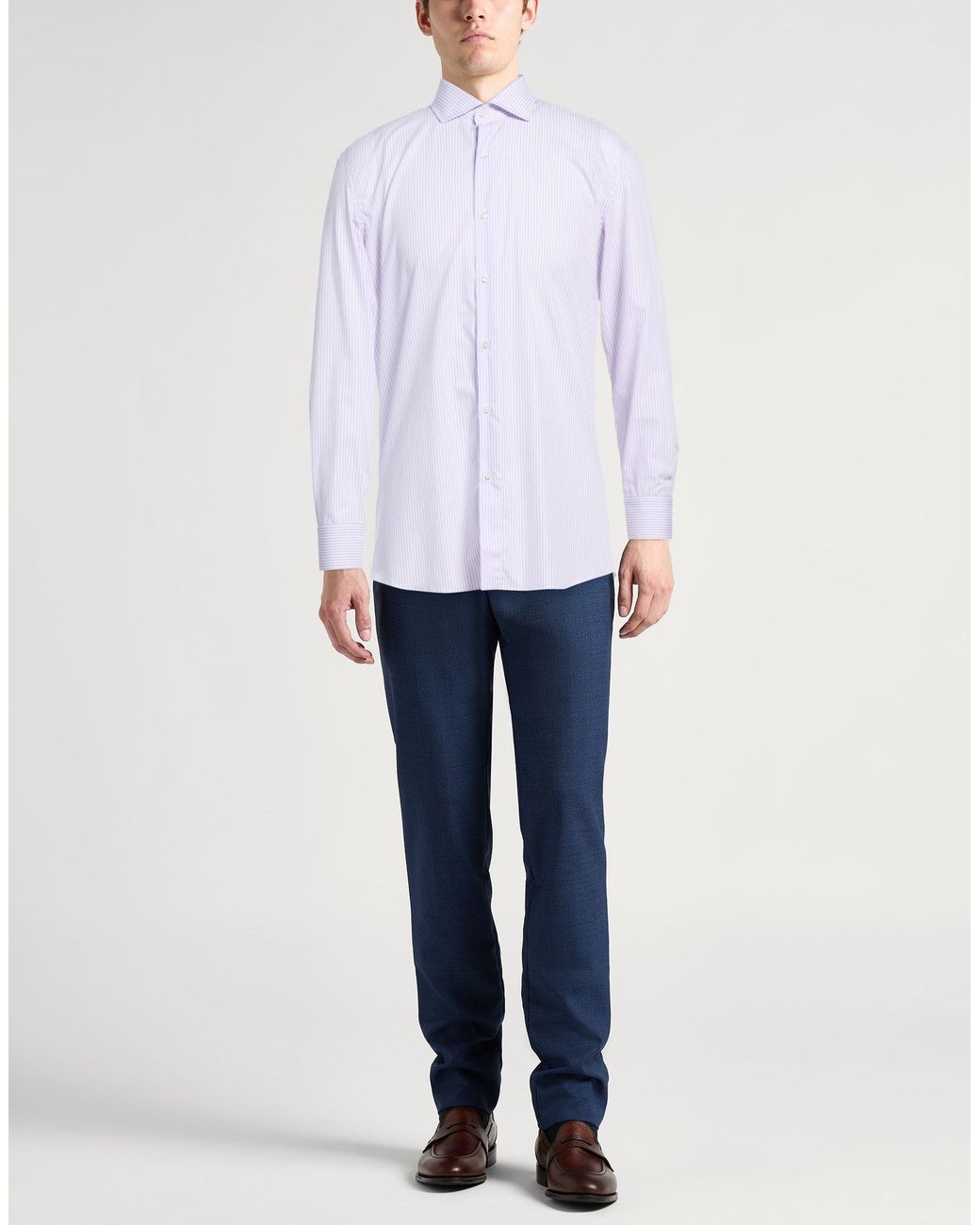 Caruso White Mauve Shirt Cotton for men