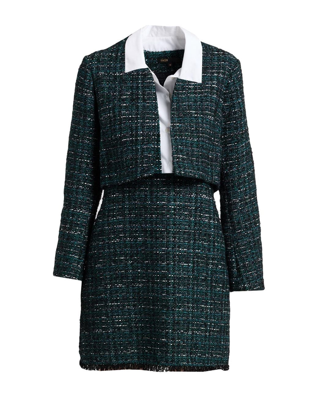 Maje Blue Suit Acrylic, Cotton, Polyester, Wool, Textile Fibers