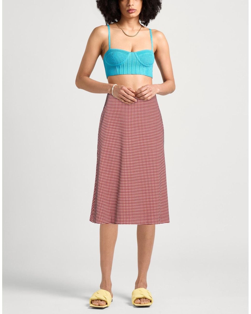 Marni Red Midi Skirt Viscose, Polyamide, Elastane