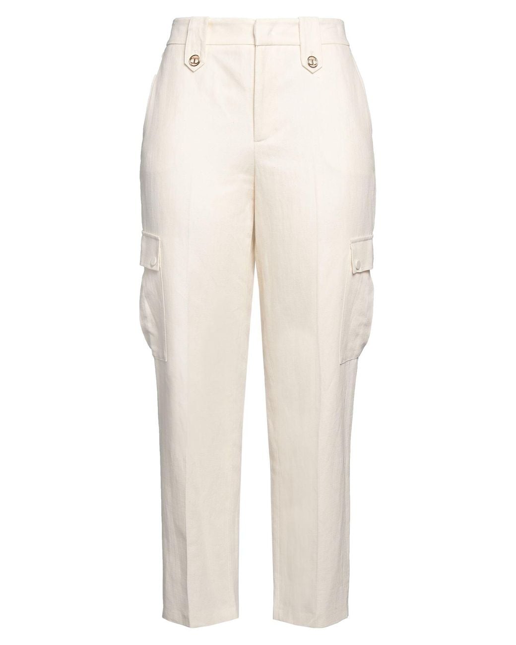 Twinset White Pants Cotton, Linen