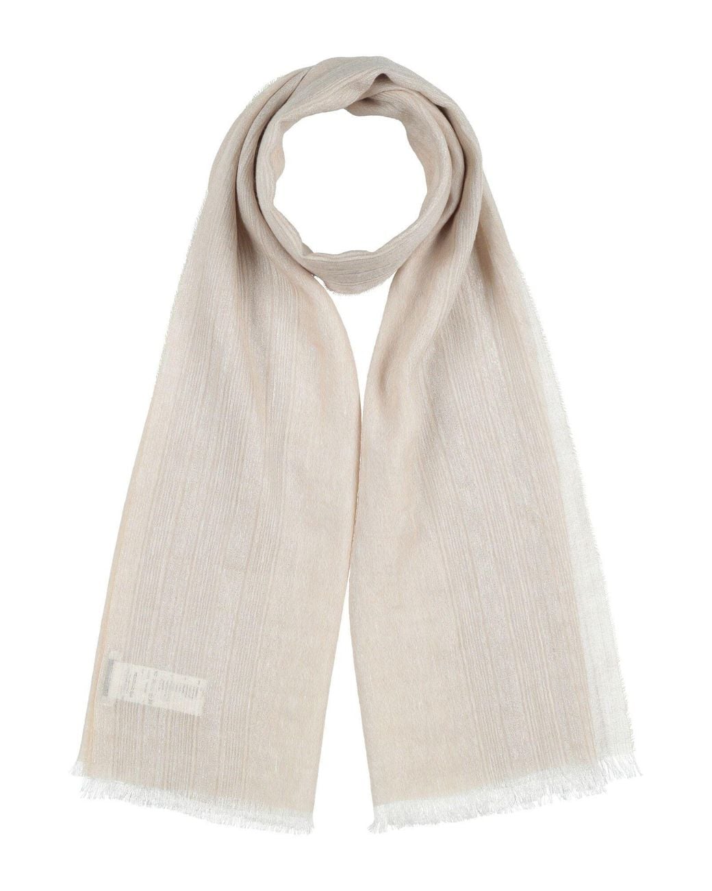 Peserico White Scarf Linen, Cashmere, Viscose, Metallic Polyester