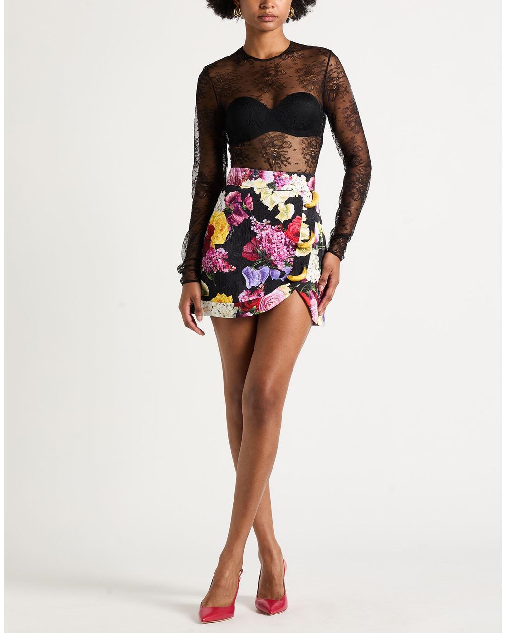 Dolce & Gabbana Black Mini Skirt Cotton, Viscose, Elastane