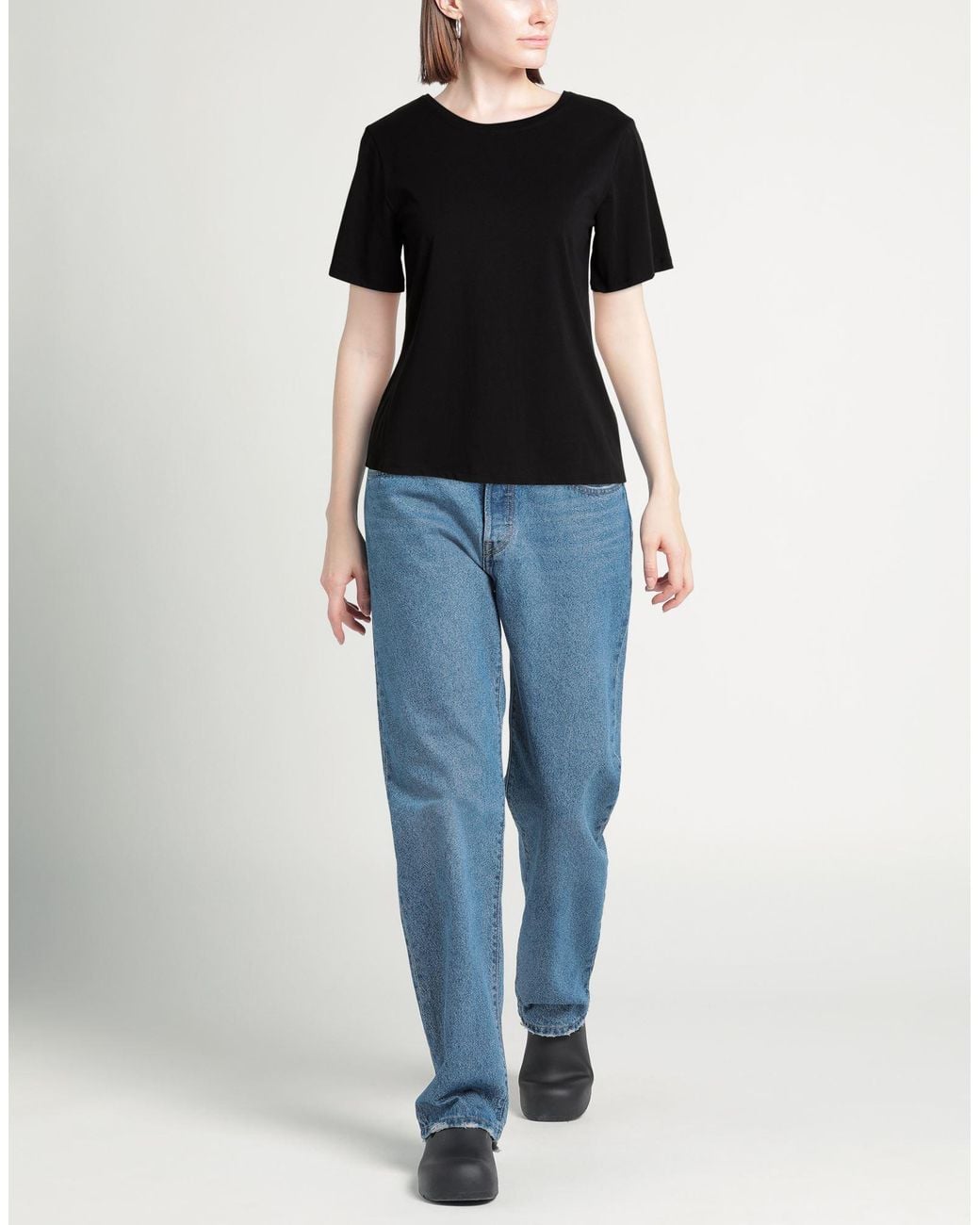 Cashmere Company Black T-Shirt Cotton, Elastane