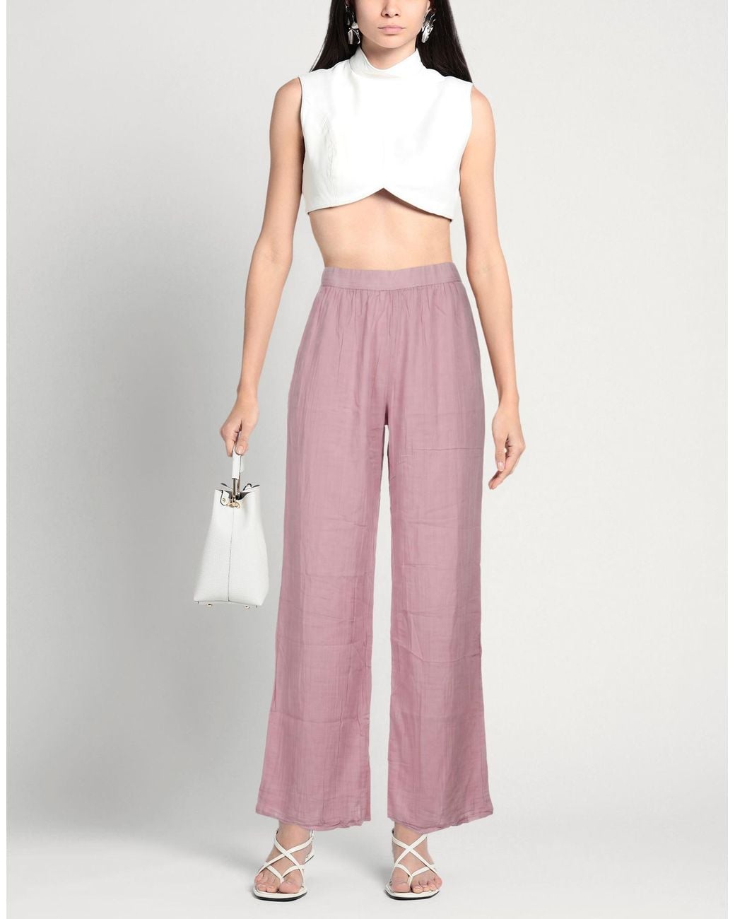 European Culture Pink Pants Cotton, Elastane