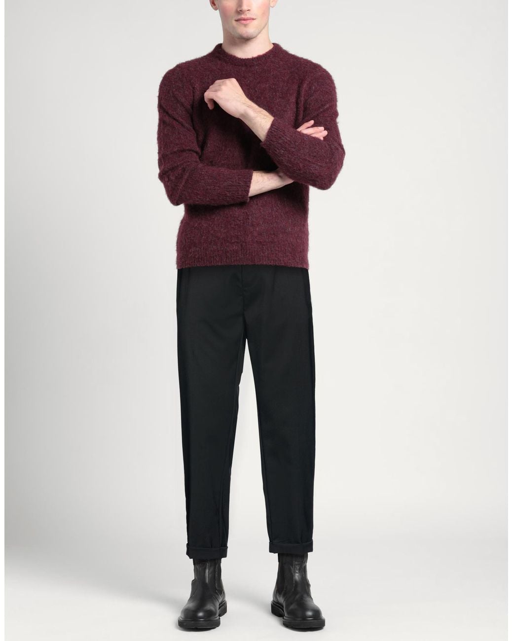Yes London Black Pants Wool, Polyester, Elastane for men