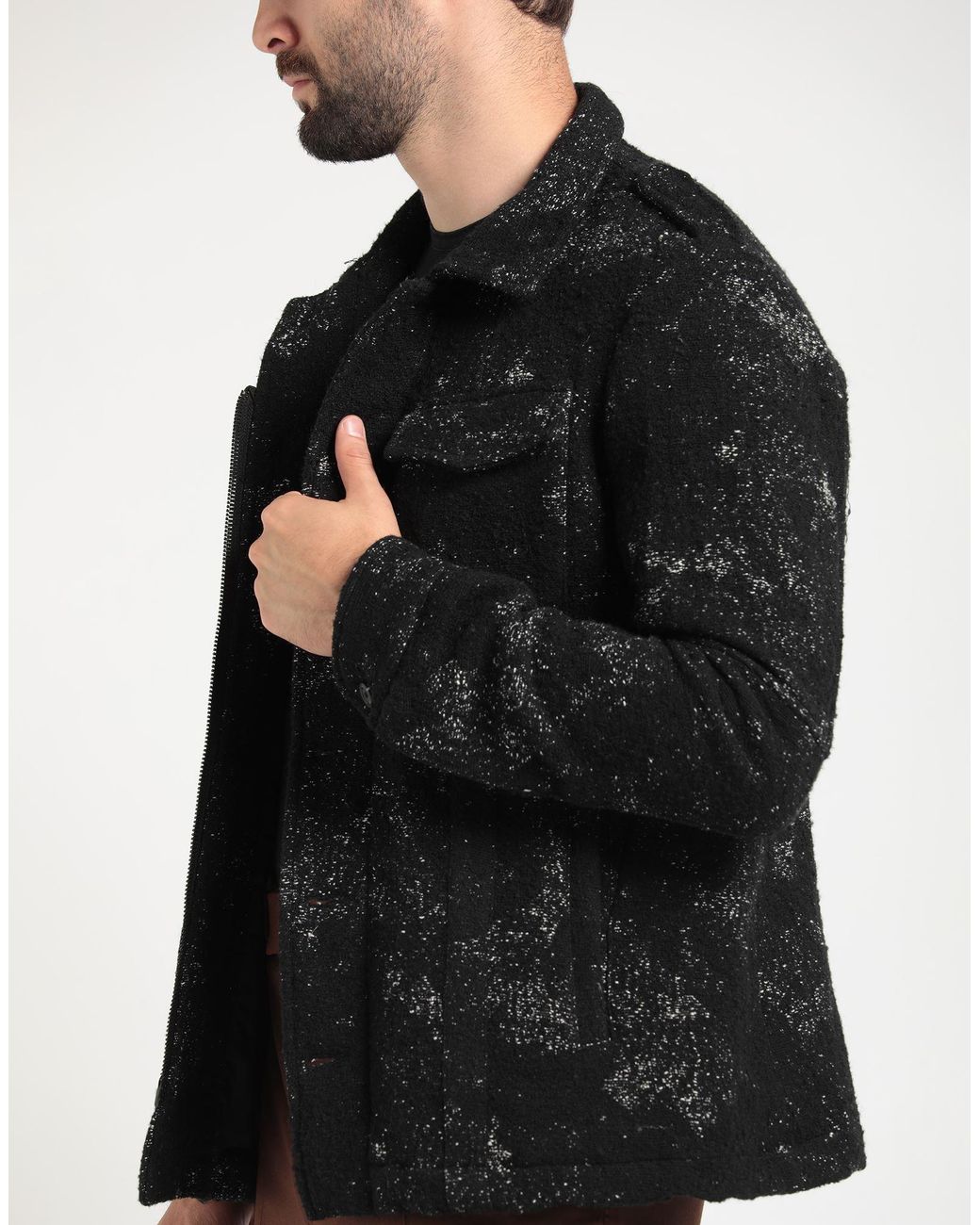 Messagerie Black Jacket Wool, Hemp, Acrylic, Polyester, Virgin Wool for men