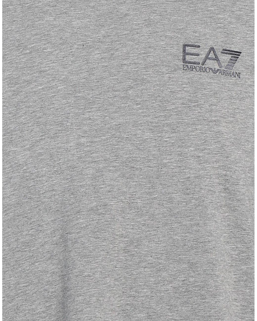 EA7 Gray T-Shirt Cotton, Elastane for men