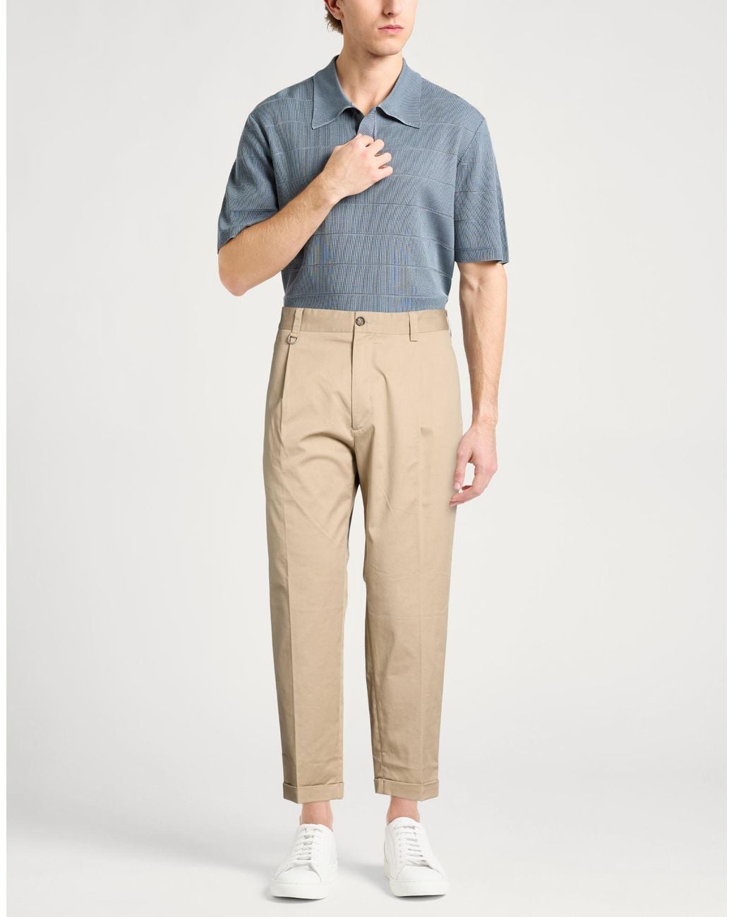 Paolo Pecora Natural Pants Cotton, Elastane for men