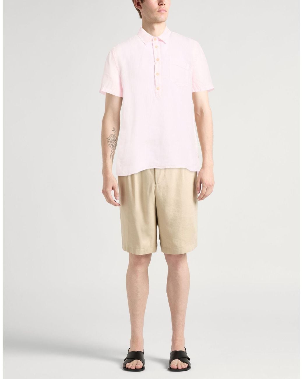120% Lino Pink Shirt Linen for men