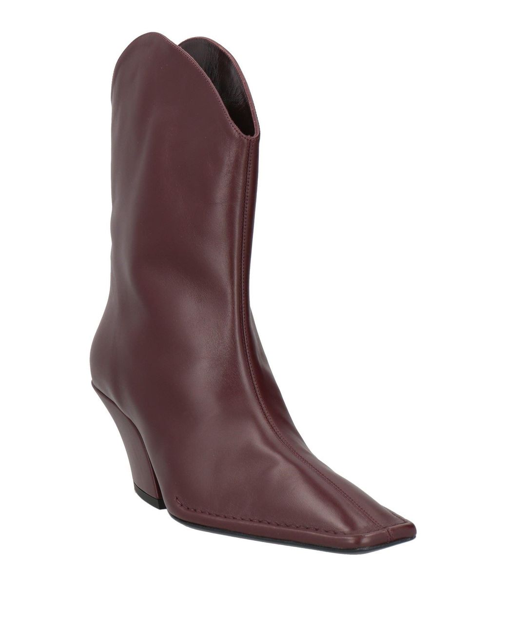 Mugler Purple Burgundy Ankle Boots Leather