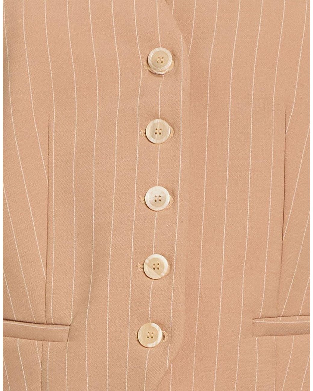 Semicouture Natural Camel Tailored Vest Polyester, Virgin Wool, Elastane