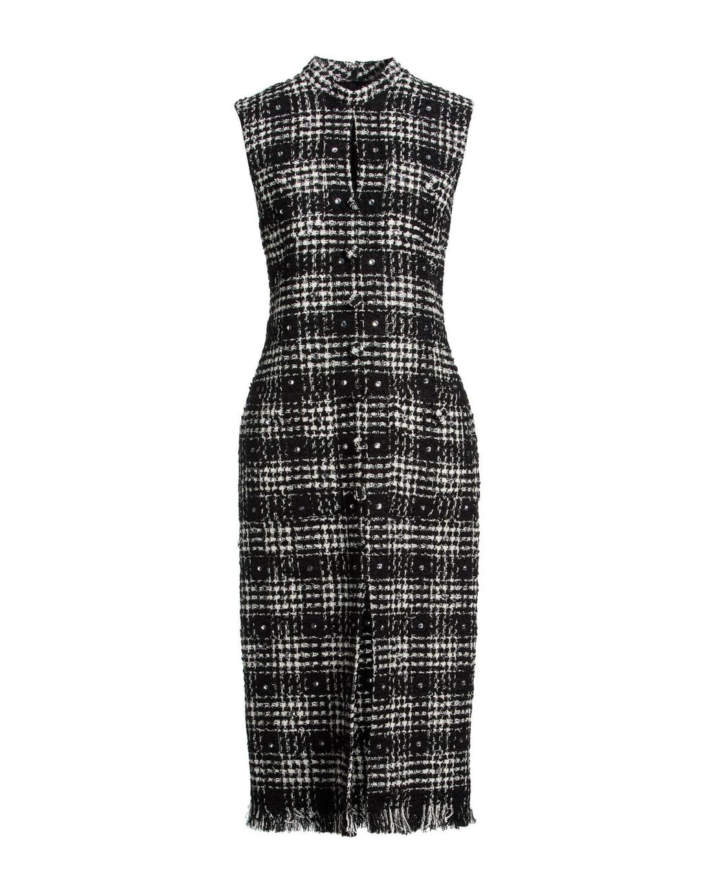 GIUSEPPE DI MORABITO Black Midi Dress Cotton, Polyester, Wool, Acrylic, Textile Fibers