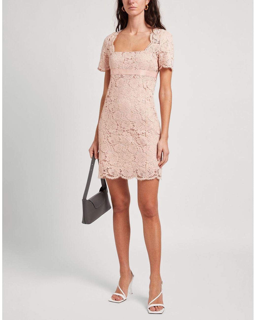Pinko Pink Blush Mini Dress Cotton, Polyamide, Viscose