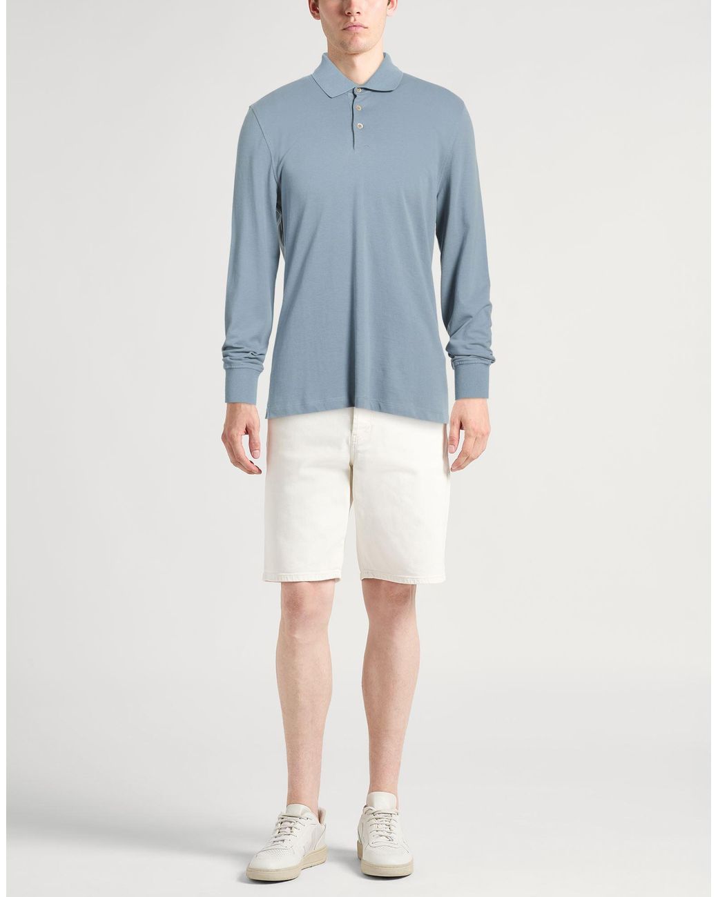 Brunello Cucinelli Blue Polo Shirt Cotton for men
