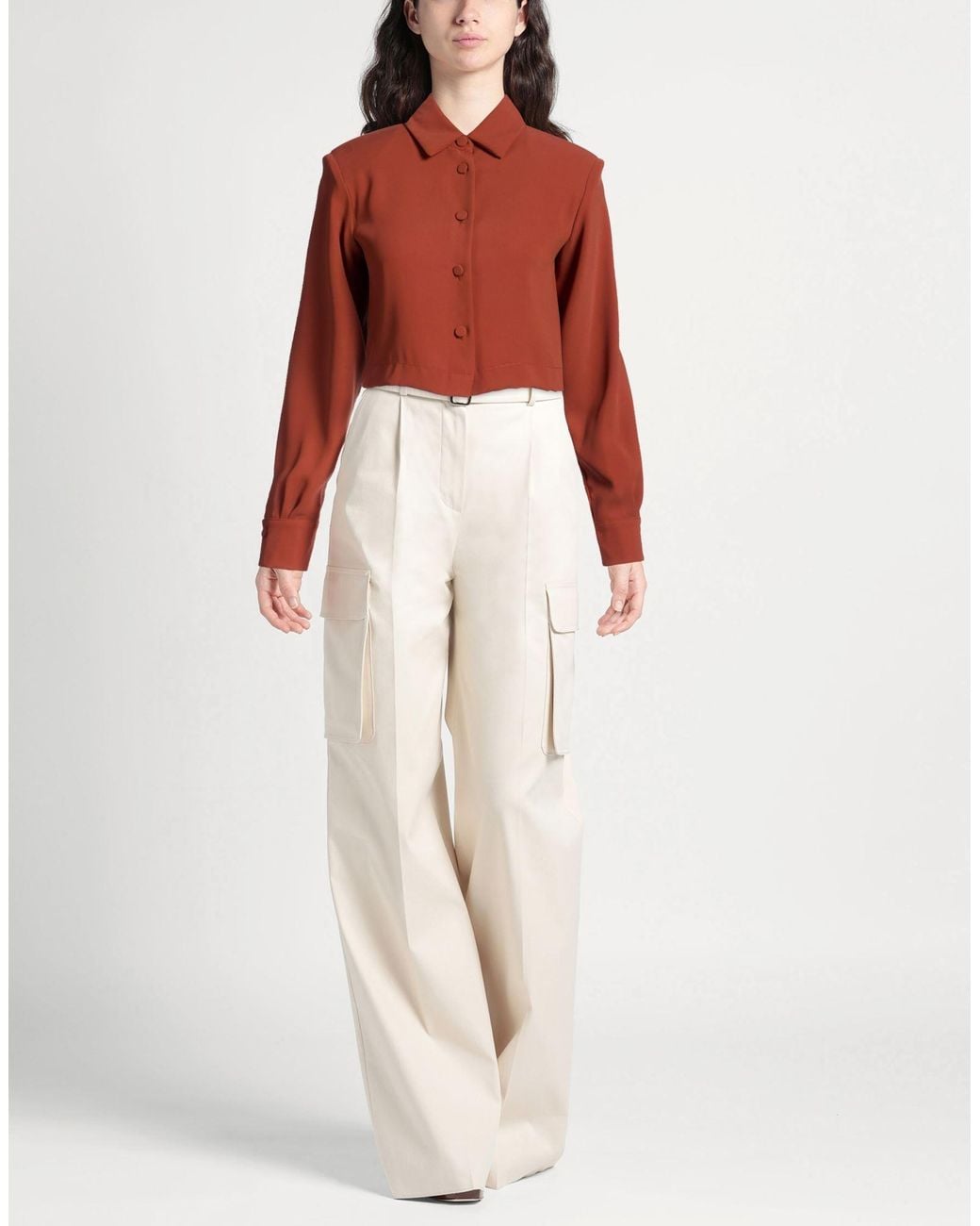 Compagnia Italiana Red Tan Shirt Polyester