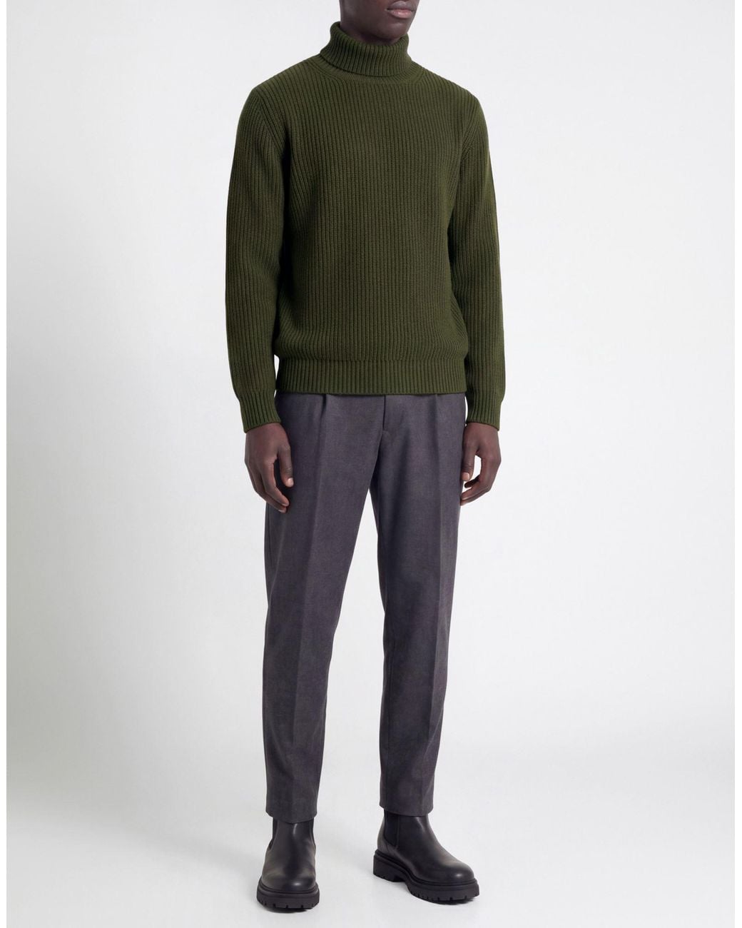 Messagerie Green Military Turtleneck Virgin Wool for men
