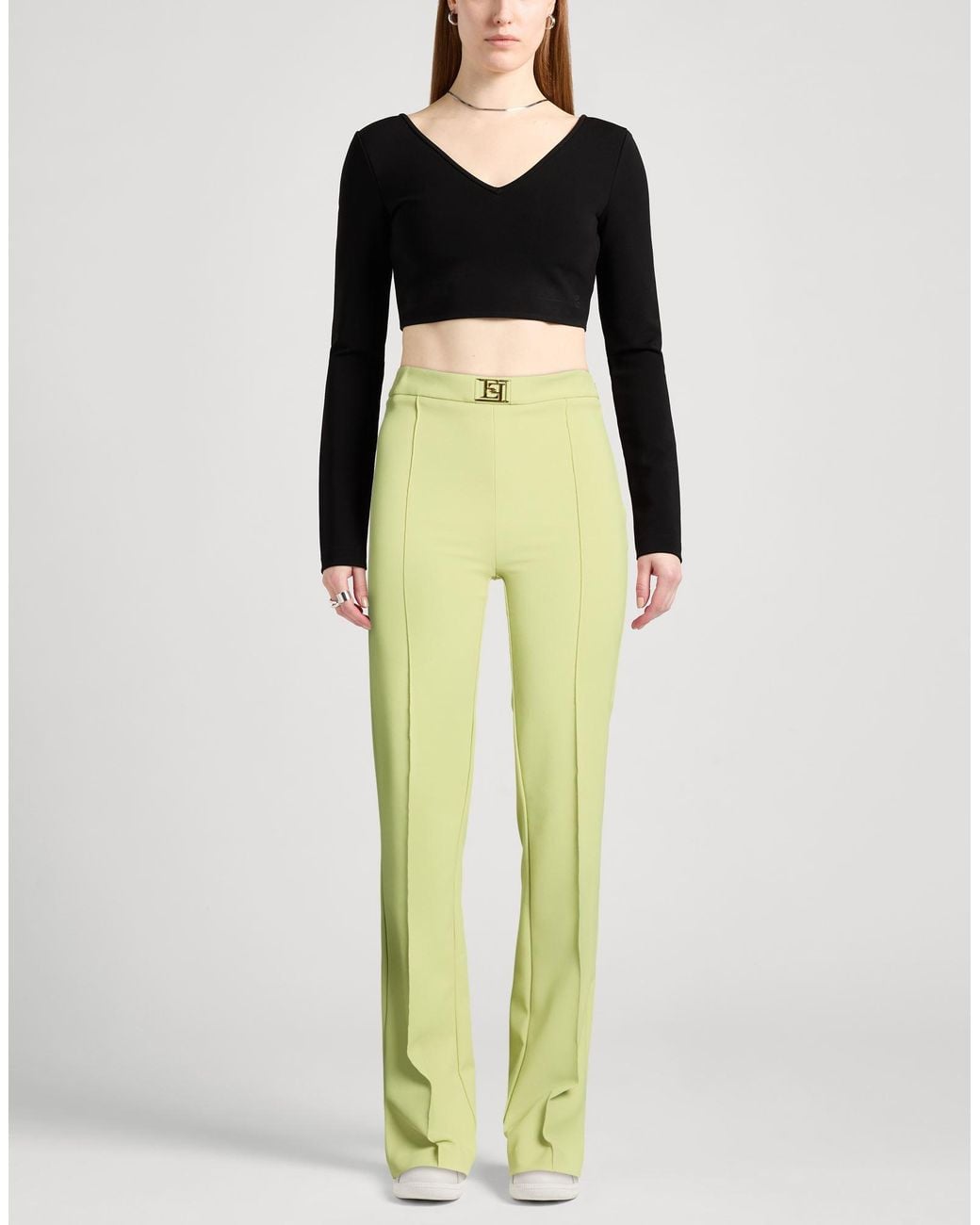 Elisabetta Franchi Yellow Pants Polyester, Elastane